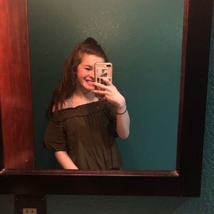 Green off the shoulder top